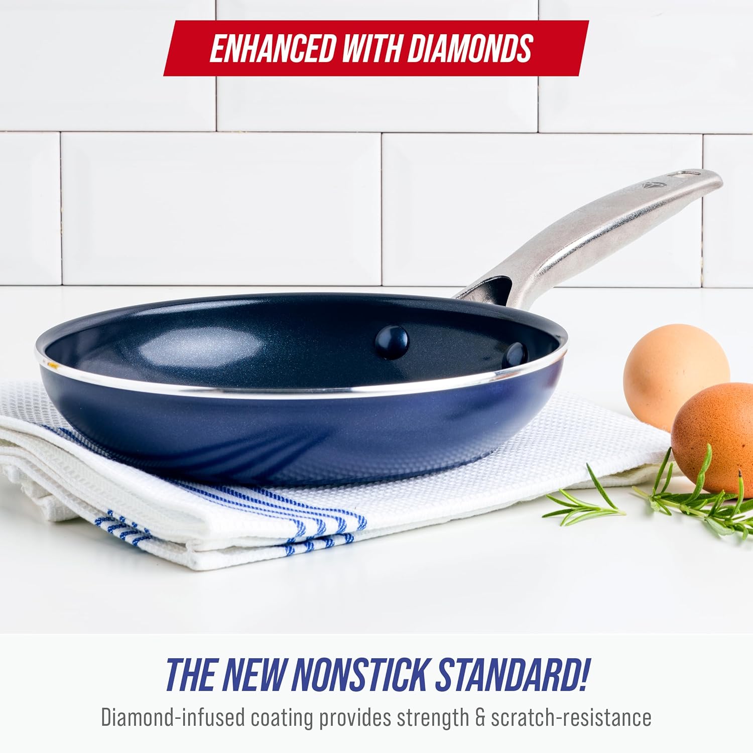 Blue Diamond frying pan front view from Amazon listing