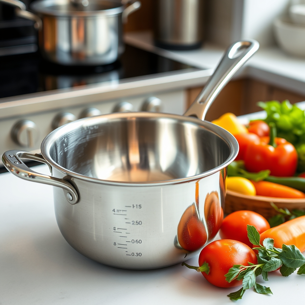 stainless saucepan in action