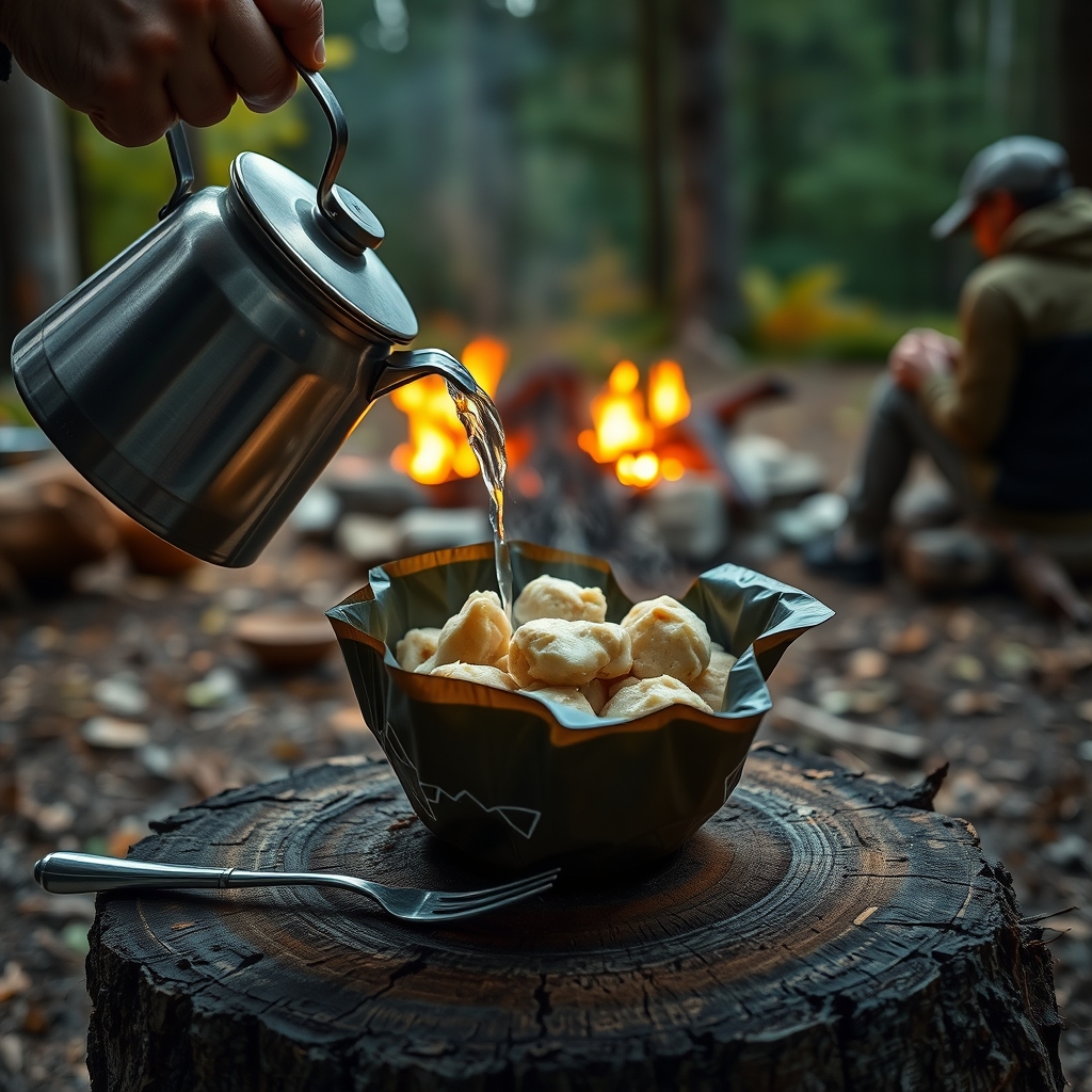 Camping food in action