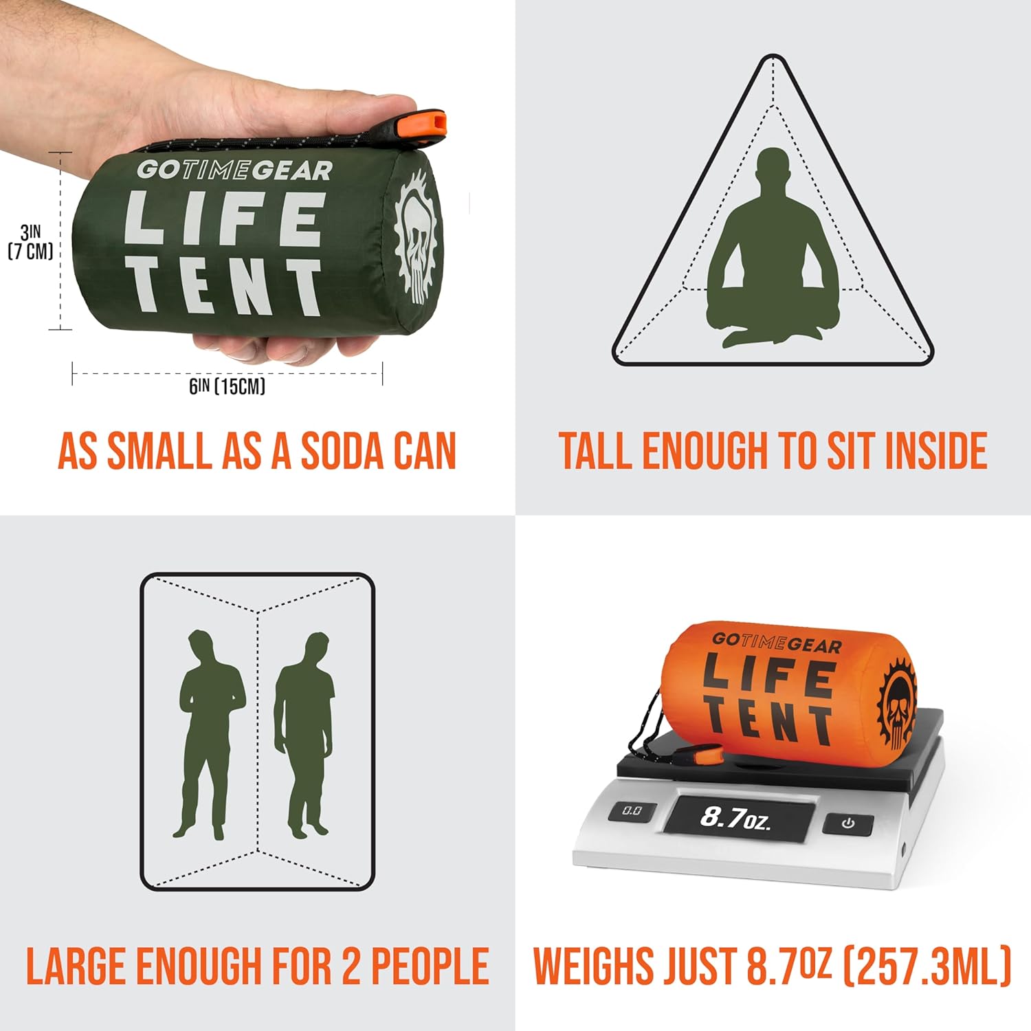 Go Time Gear Survival Life Tent feature details