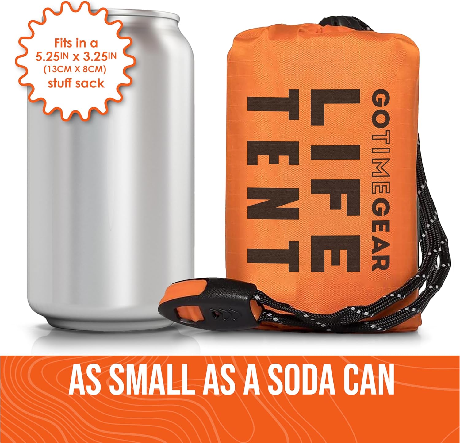 Go Time Gear Survival Life Tent paracord and whistle