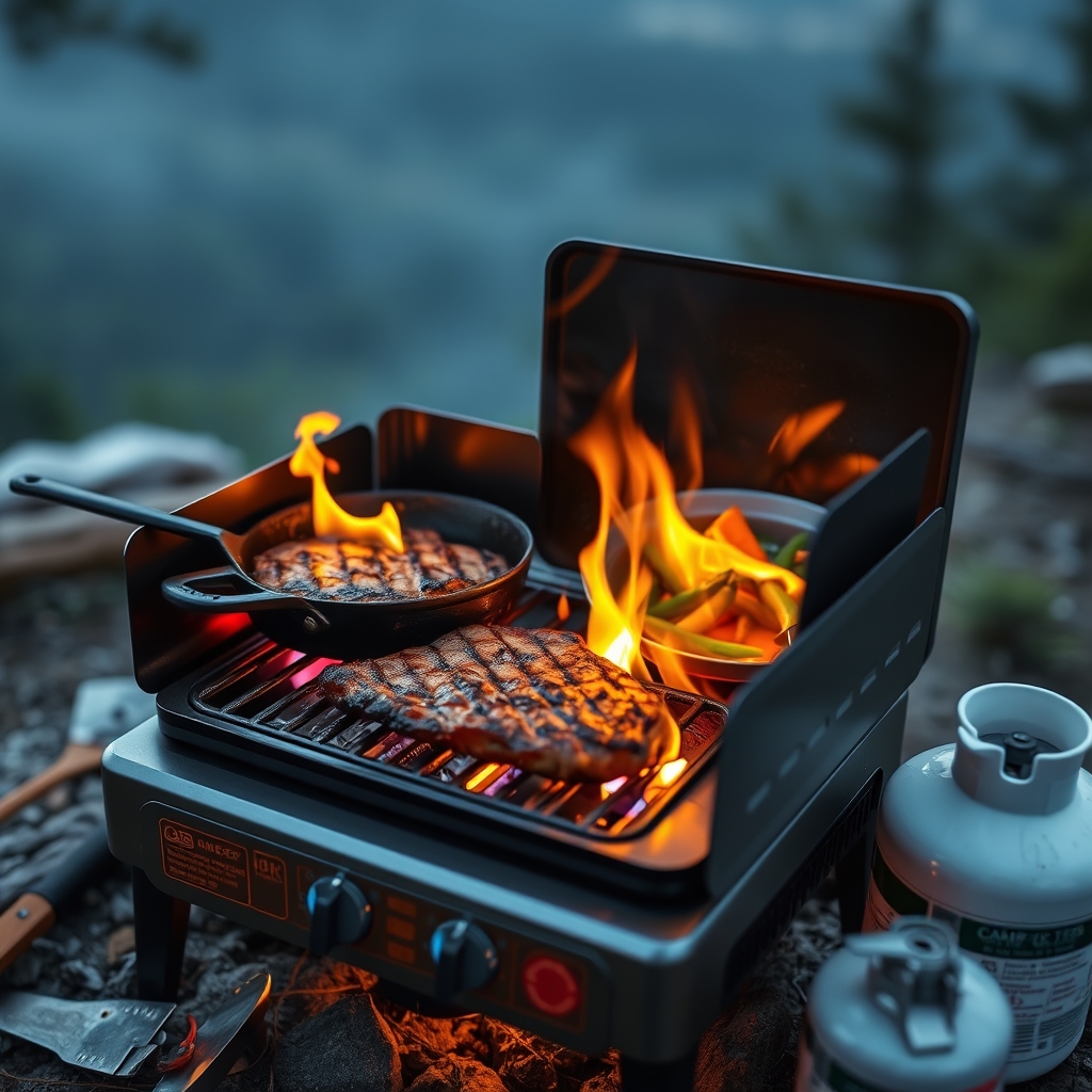 camp stove in action