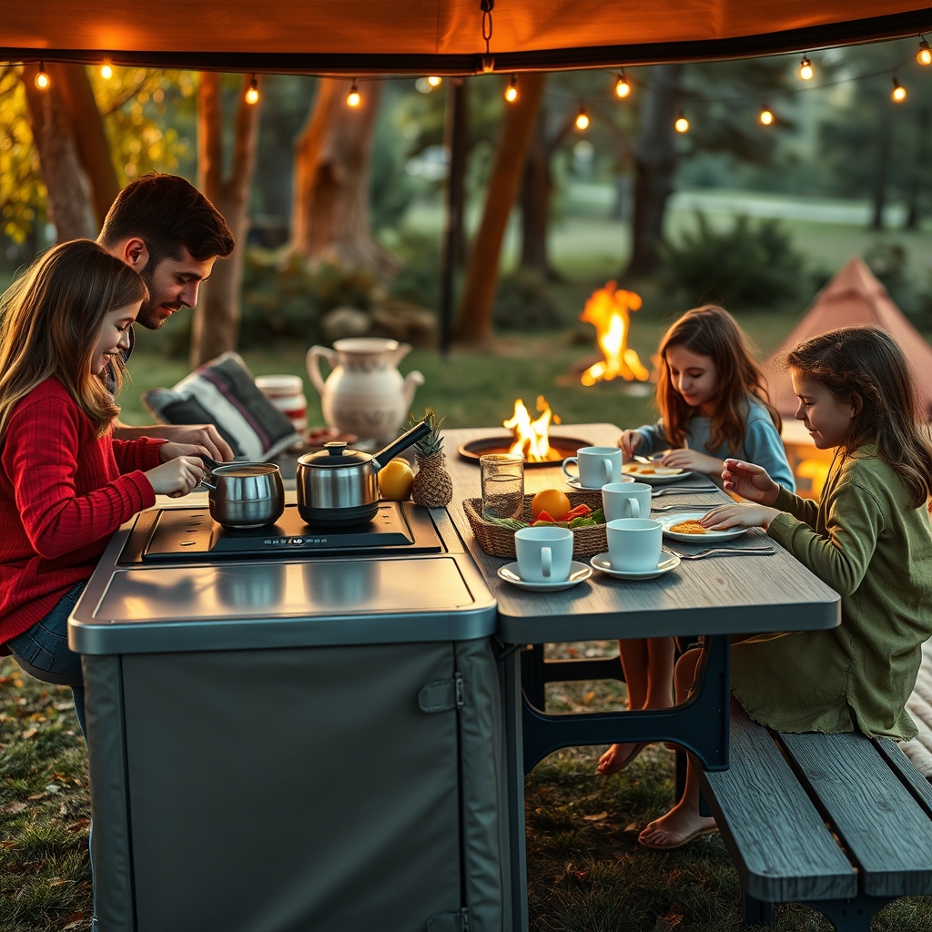 camp kitchen in action