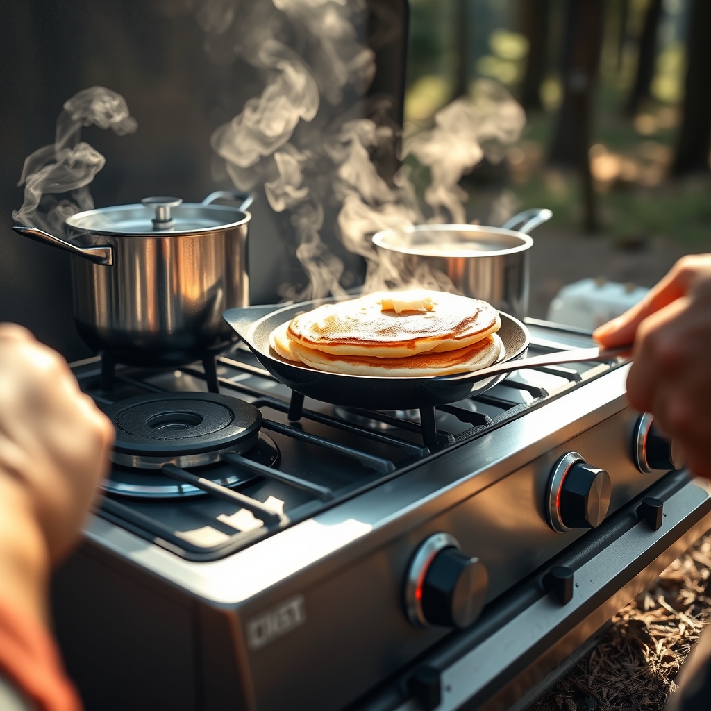 camping stove in action