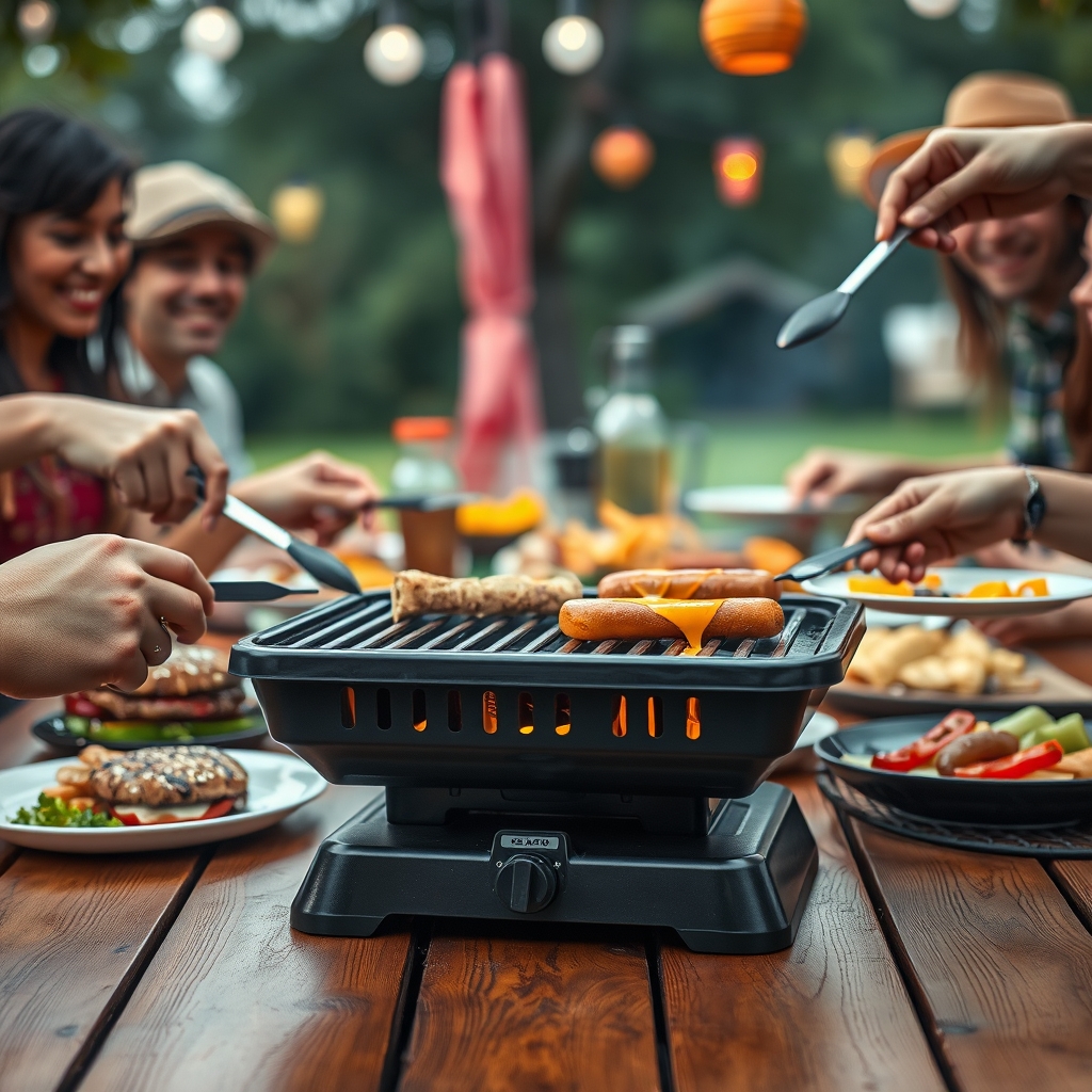 portable grill in action