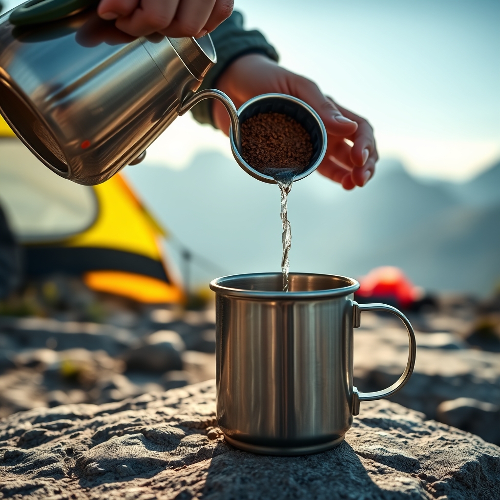 camping coffee in action