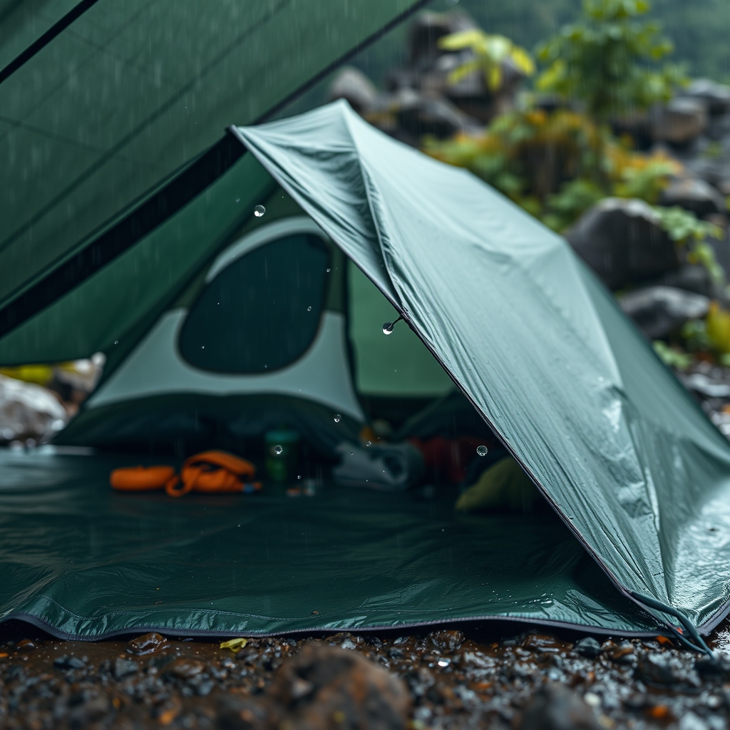 camping tarp in action