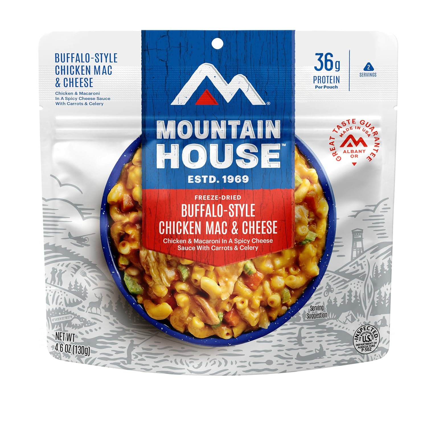 Mountain House Scrambled Eggs with Uncured Bacon packaging side view