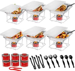 Alpha Living buffet set front view with six disposable chafing pans