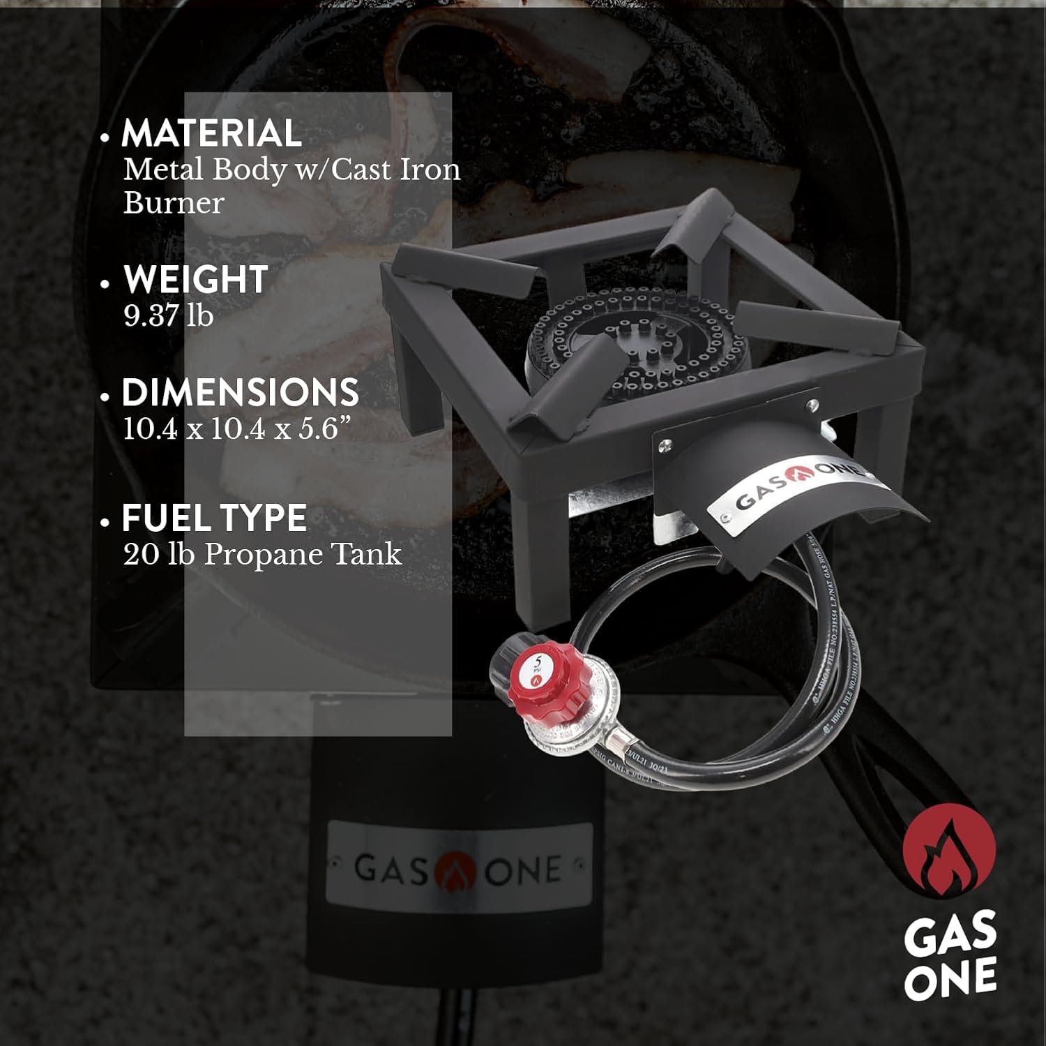 Gas One B-5120 angled burner view from the Amazon gallery