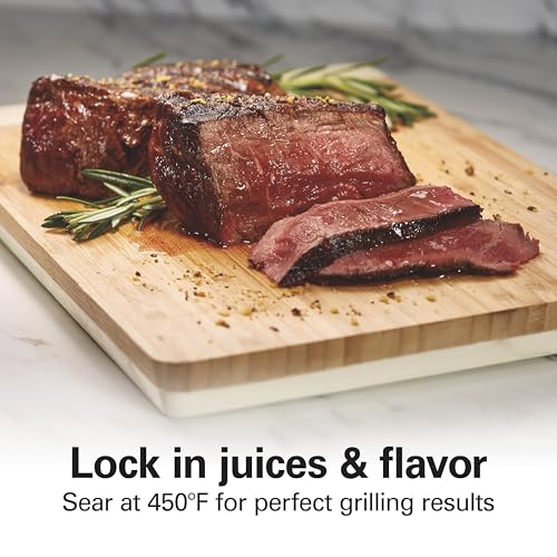 Hamilton Beach indoor searing grill steak searing close-up