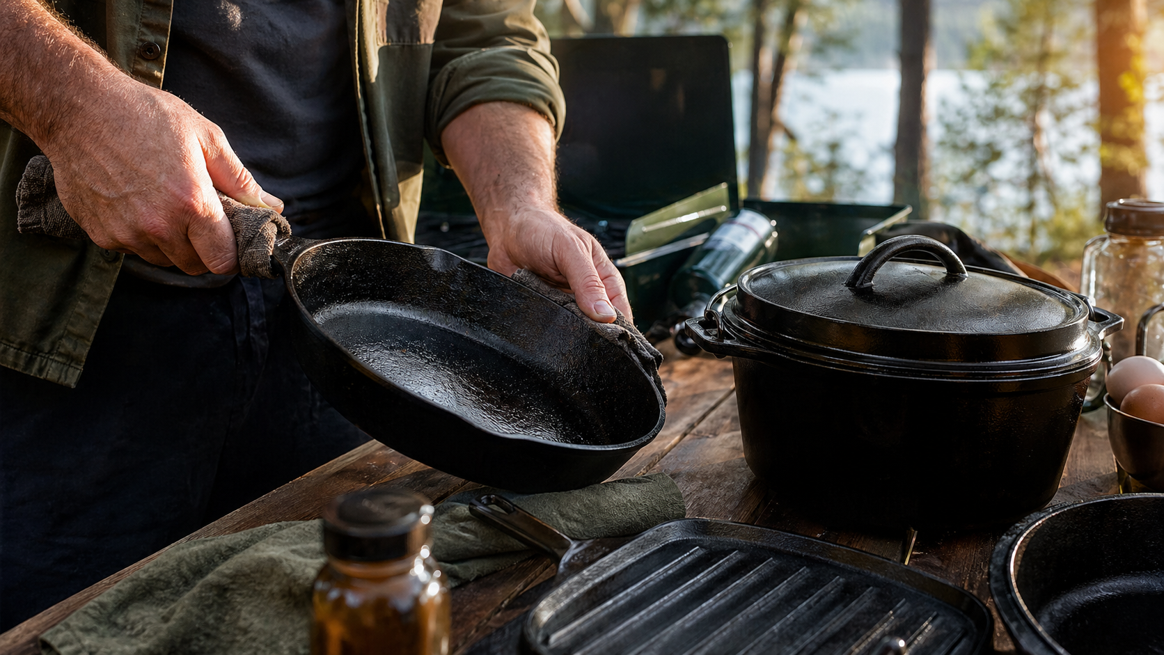Lodge Cast Iron 5-Piece Set: 7 Powerful Reasons It Wins for Campfire Cooking 2 Lodge Cast Iron 5-Piece Set skillet in real camp use