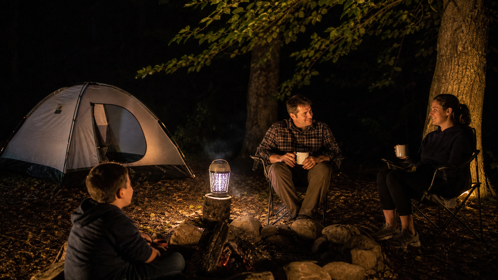 Rechargeable Bug Zapper Lantern: 6 Smart Proven Checks for Better Camp Nights 4 rechargeable bug zapper lantern adding comfortable light to a relaxed family campsite at night