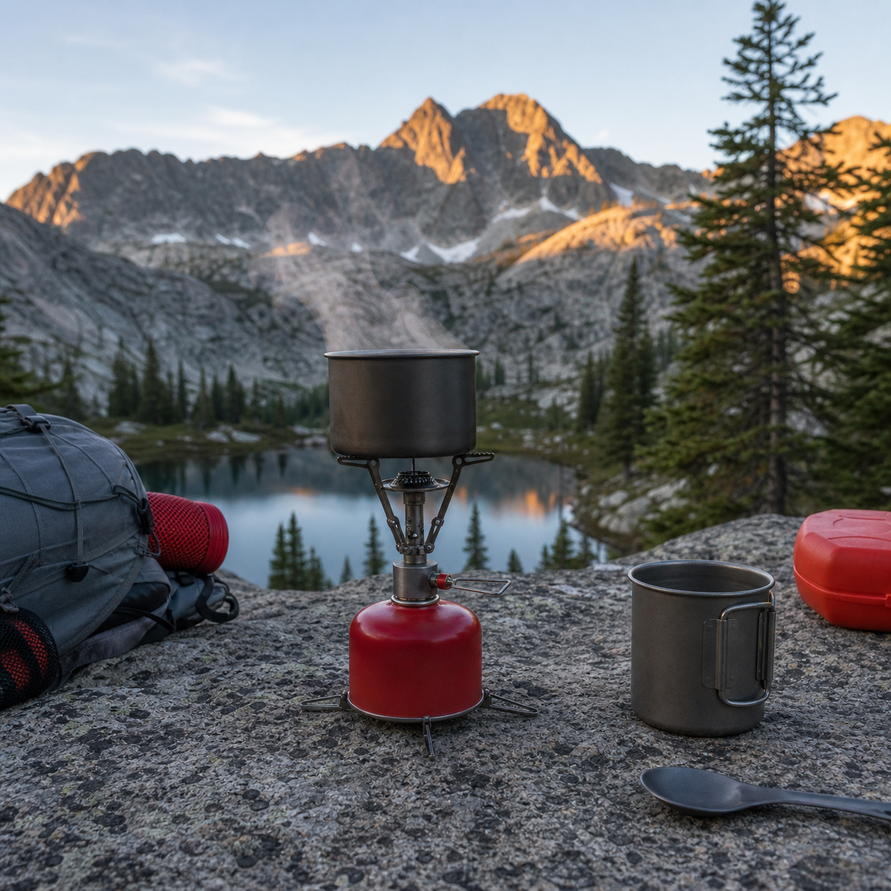 MSR PocketRocket 2 in a safe backpacking cooking setup