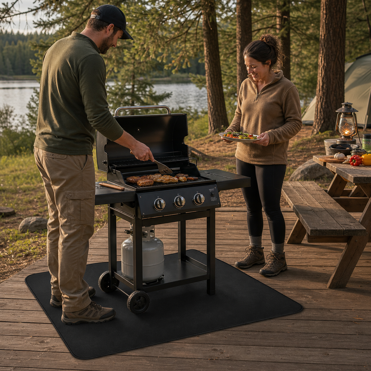 UBeesize Under Grill Mat: 7 Practical Pros and 3 Drawbacks 2 ubeesize under grill mat campsite cooking image