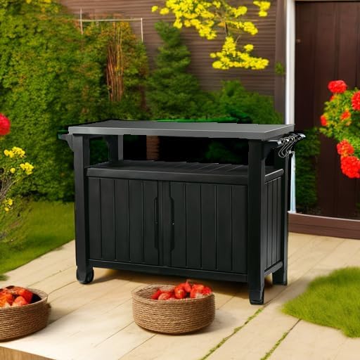 Keter Unity XL staged on a patio