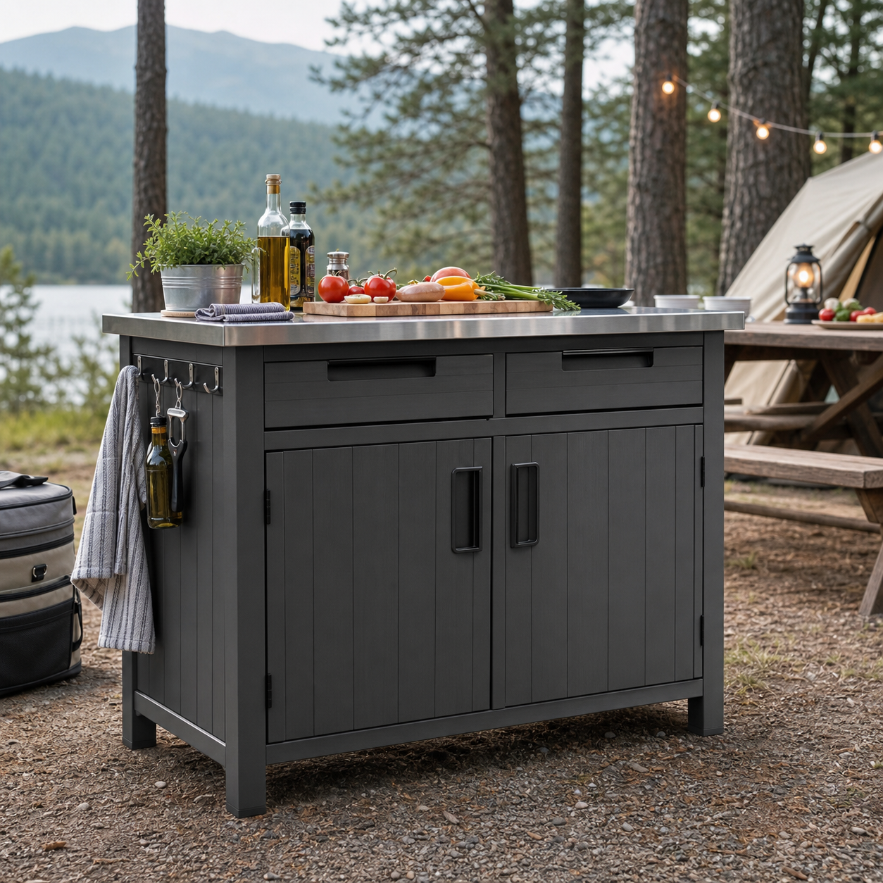 Outdoor camp kitchen station inspired by the Keter Unity XL